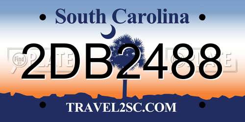 2DB2488 South Carolina License Plate