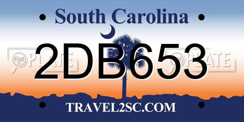 2DB653 South Carolina License Plate