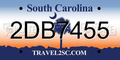 2DB7455 South Carolina License Plate