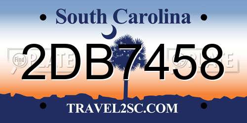 2DB7458 South Carolina License Plate