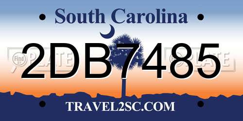 2DB7485 South Carolina License Plate