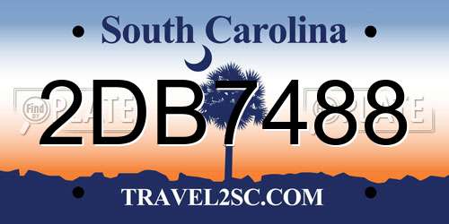 2DB7488 South Carolina License Plate