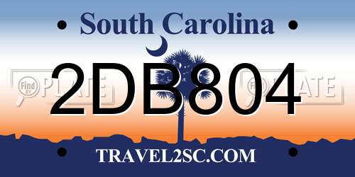 2DB804 South Carolina License Plate