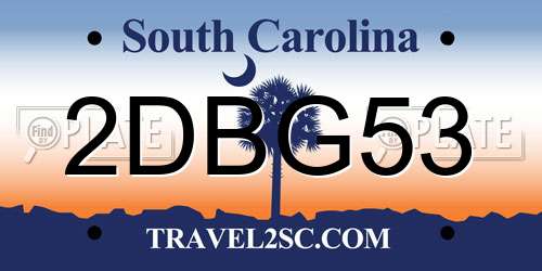 2DBG53 South Carolina License Plate