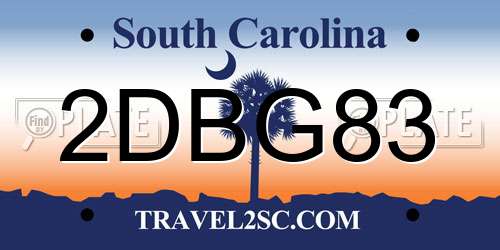 2DBG83 South Carolina License Plate