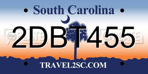 2DBT455 South Carolina License Plate