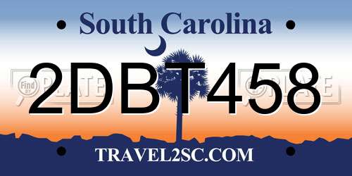 2DBT458 South Carolina License Plate