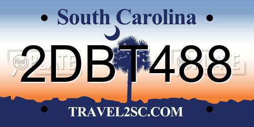 2DBT488 South Carolina License Plate