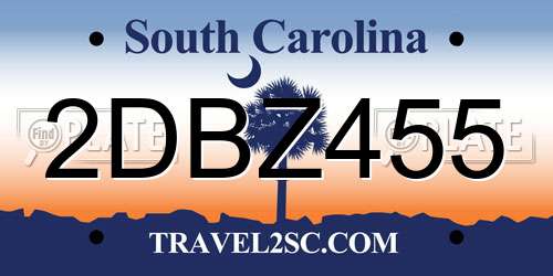 2DBZ455 South Carolina License Plate