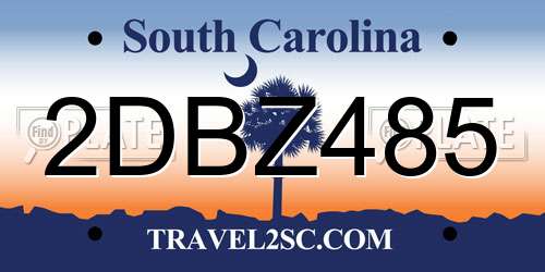 2DBZ485 South Carolina License Plate