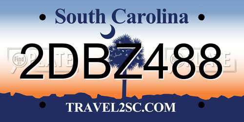 2DBZ488 South Carolina License Plate