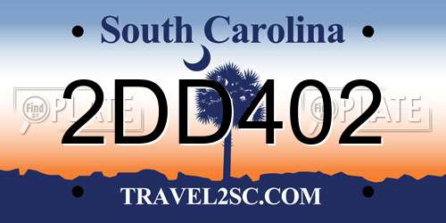 2DD402 South Carolina License Plate