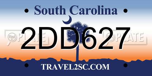 2DD627 South Carolina License Plate