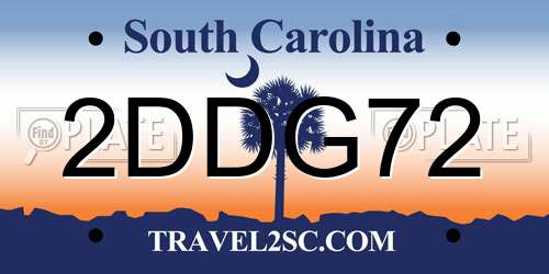 2DDG72 South Carolina License Plate