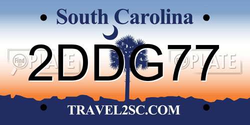 2DDG77 South Carolina License Plate