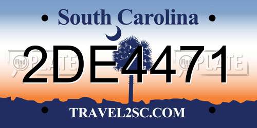 2DE4471 South Carolina License Plate