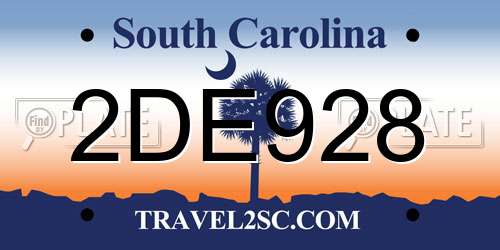 2DE928 South Carolina License Plate
