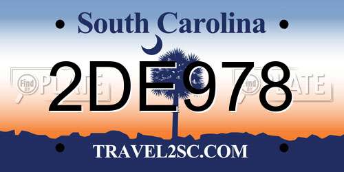2DE978 South Carolina License Plate