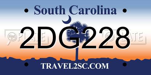 2DG228 South Carolina License Plate