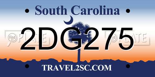2DG275 South Carolina License Plate