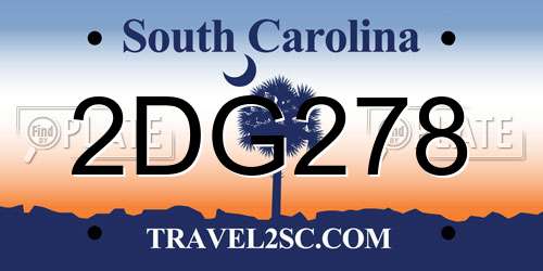 2DG278 South Carolina License Plate