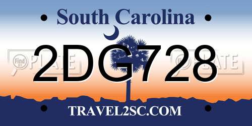 2DG728 South Carolina License Plate