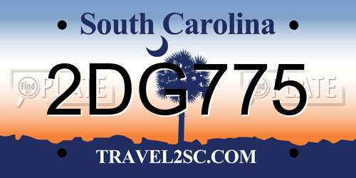 2DG775 South Carolina License Plate