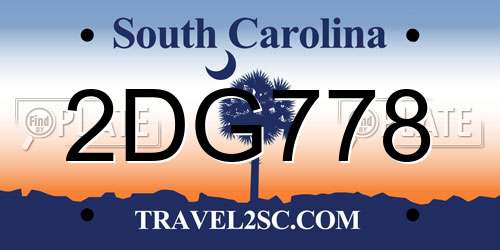 2DG778 South Carolina License Plate