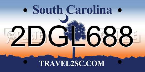 2DGL688 South Carolina License Plate