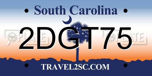 2DGT75 South Carolina License Plate