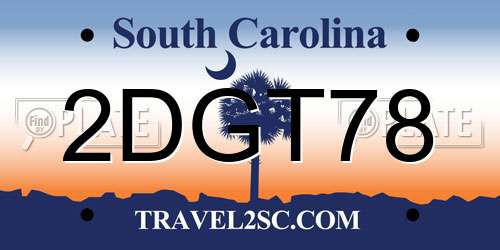 2DGT78 South Carolina License Plate