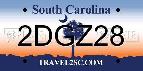 2DGZ28 South Carolina License Plate