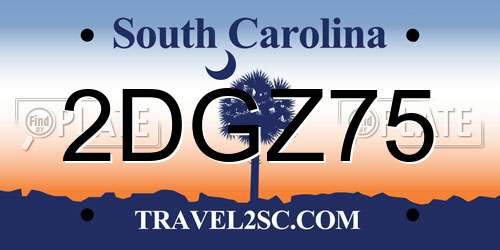 2DGZ75 South Carolina License Plate