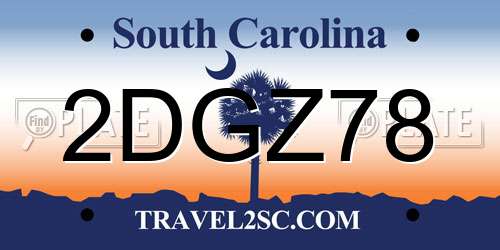 2DGZ78 South Carolina License Plate