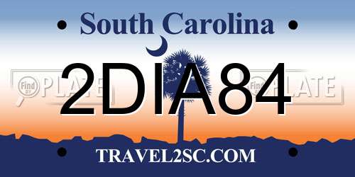 2DIA84 South Carolina License Plate