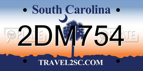 2DM754 South Carolina License Plate