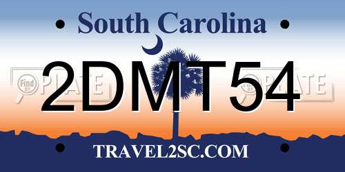 2DMT54 South Carolina License Plate