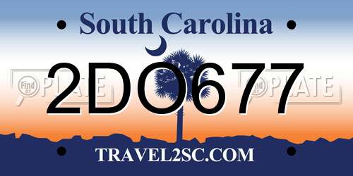 2DO677 South Carolina License Plate