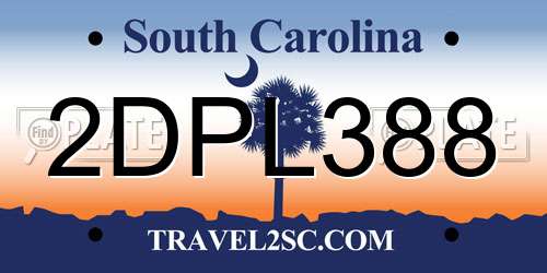 2DPL388 South Carolina License Plate