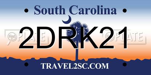 2DRK21 South Carolina License Plate