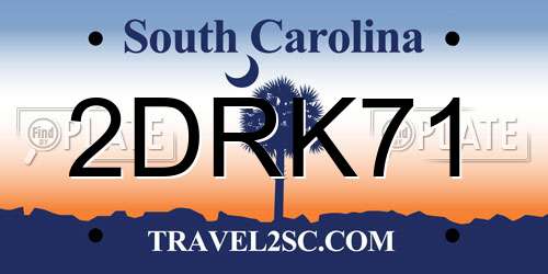 2DRK71 South Carolina License Plate