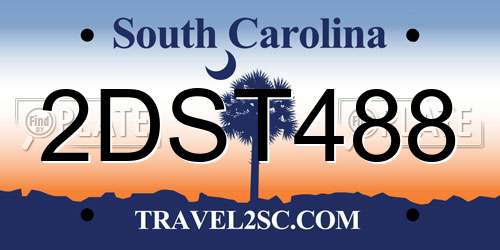 2DST488 South Carolina License Plate