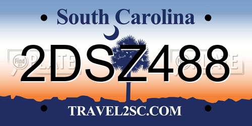 2DSZ488 South Carolina License Plate