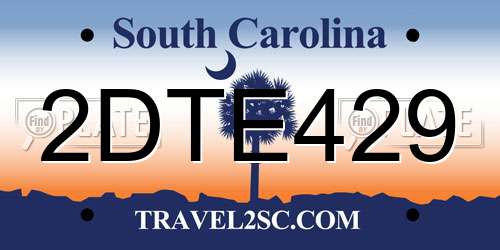 2DTE429 South Carolina License Plate