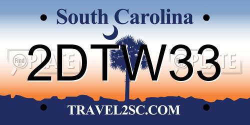 2DTW33 South Carolina License Plate