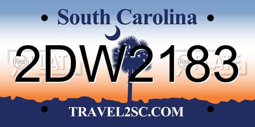 2DW2183 South Carolina License Plate