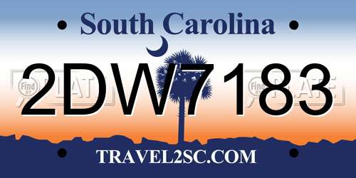 2DW7183 South Carolina License Plate