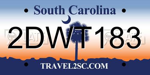 2DWT183 South Carolina License Plate