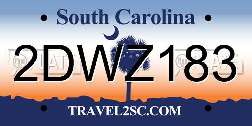 2DWZ183 South Carolina License Plate