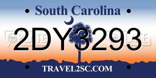 2DY3293 South Carolina License Plate